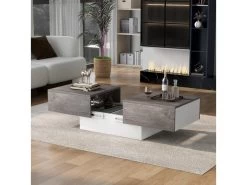 Table Basse Extensible Avec Coffre De Rangement - Table Coulissante - Gris