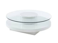 Table Basse RYHALI - Plateau Pivotant - Verre Trempé & MDF Blanc -Vous savez quand c'est un magasin de meubles. table basse 21152451