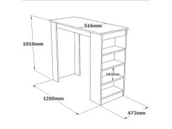 Table Haute Style Yurupa - Venprodin - Pin 120 Cm - Blanc -Vous savez quand c'est un magasin de meubles. table basse 21306729