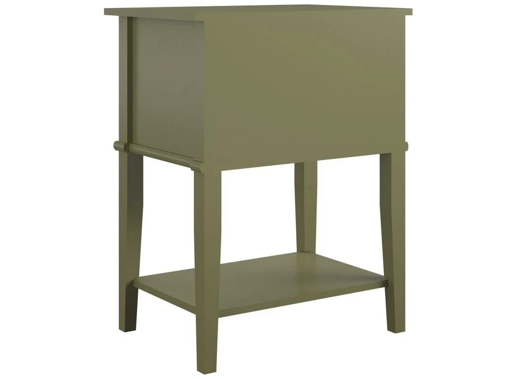 Table D'appoint Avec 2 Tiroirs En MDF Vert Olive 5 Table D'appoint Avec 2 Tiroirs En MDF Vert Olive – Image 3