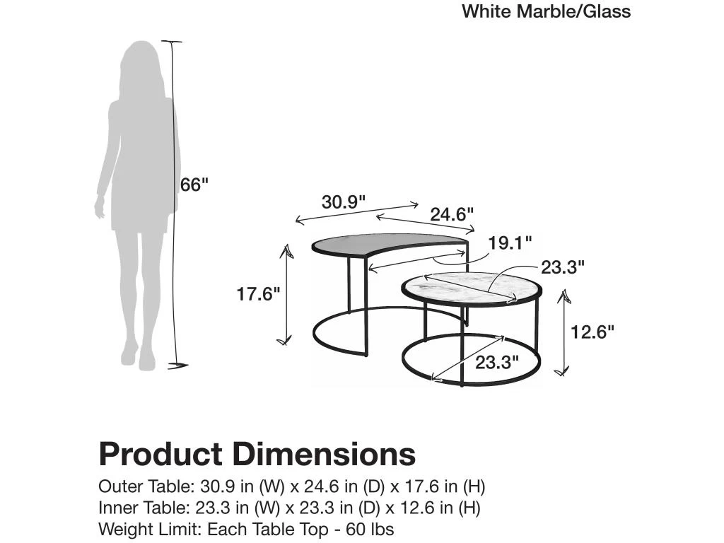 Phases De Lune Nesting C. Tables. Marbre BlancVerre 5 Phases De Lune Nesting C. Tables. Marbre BlancVerre – Image 3
