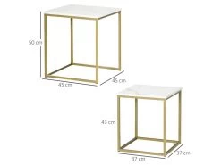 Lot De 2 Tables Gigognes VOLOS Aspect Marbre Et Doré -Vous savez quand c'est un magasin de meubles. table basse 21987527