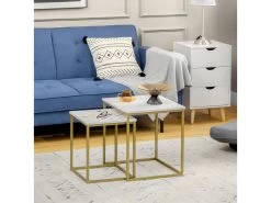 Lot De 2 Tables Gigognes VOLOS Aspect Marbre Et Doré -Vous savez quand c'est un magasin de meubles. table basse 21987529