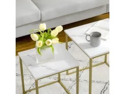 Lot De 2 Tables Gigognes VOLOS Aspect Marbre Et Doré -Vous savez quand c'est un magasin de meubles. table basse 21987531