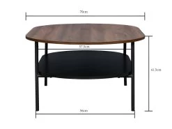 Table Basse 2 Plateaux - Décor Noyer Et Pied En Métal - Contemporain - L 110 X P 70 X H 40 - LODGE -Vous savez quand c'est un magasin de meubles. table basse 22126459