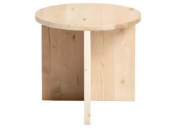 Table D’appoint Ronde En Bois De Sapin En Couleur Beige
