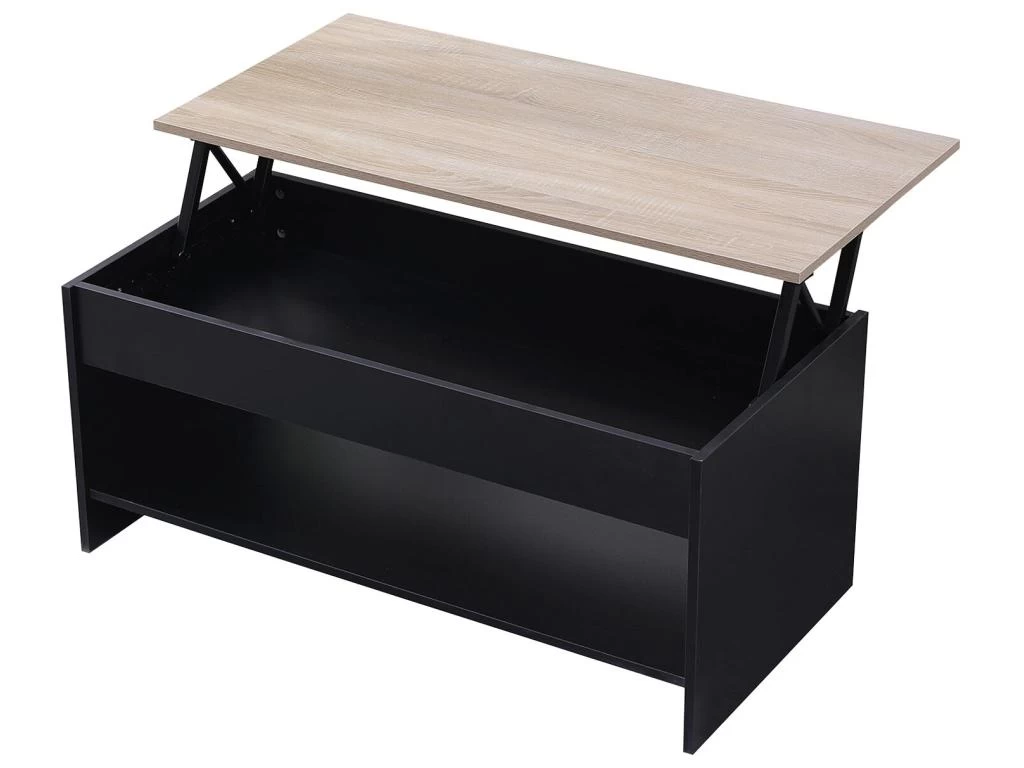 SENJA - Table Basse Avec Plateau En Bois Relevable - NOIR 4 SENJA - Table Basse Avec Plateau En Bois Relevable - NOIR – Image 2