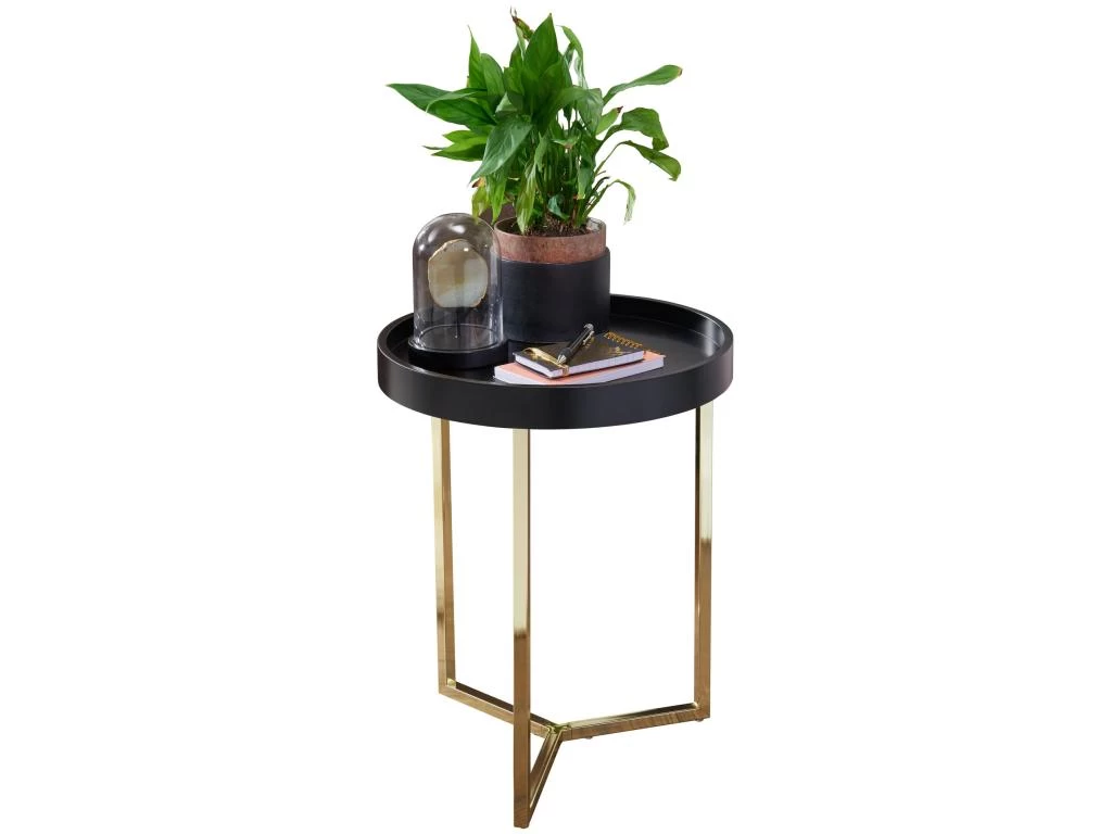 Design Table Avec Plateau 40 X 51 X 40 Cm Bois Métal Noir / Or | Table Du Canapé Moderne | Table Basse Table De Salon Rond 3 Design Table Avec Plateau 40 X 51 X 40 Cm Bois Métal Noir / Or | Table Du Canapé Moderne | Table Basse Table De Salon Rond