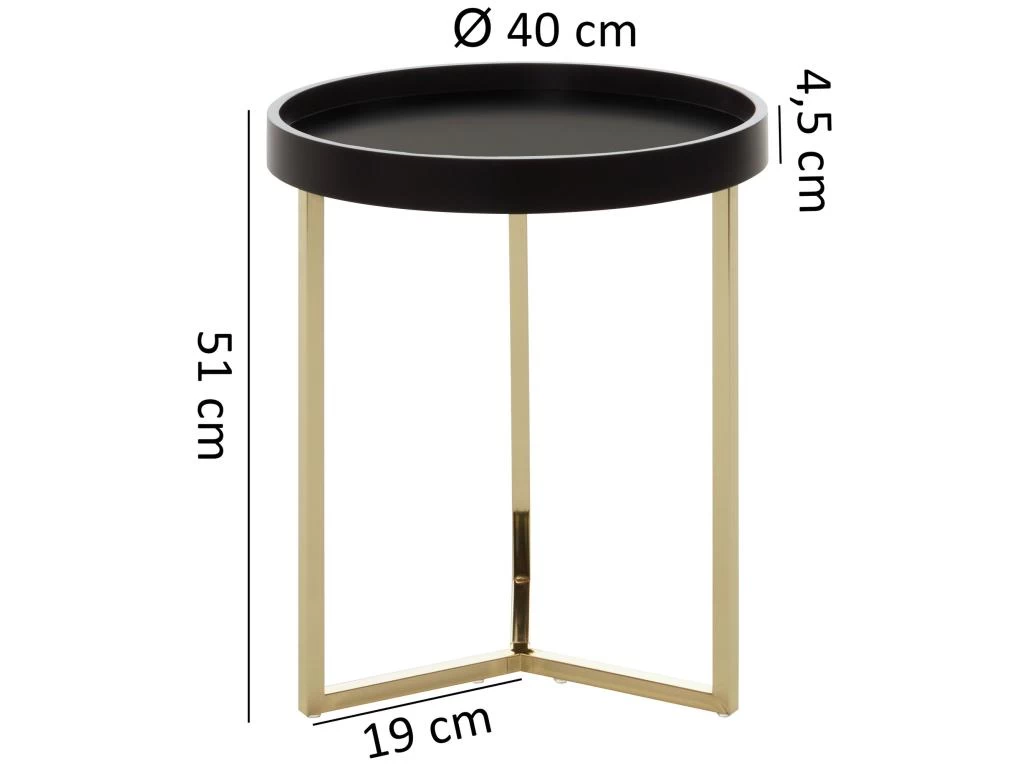 Design Table Avec Plateau 40 X 51 X 40 Cm Bois Métal Noir / Or | Table Du Canapé Moderne | Table Basse Table De Salon Rond 6 Design Table Avec Plateau 40 X 51 X 40 Cm Bois Métal Noir / Or | Table Du Canapé Moderne | Table Basse Table De Salon Rond – Image 4