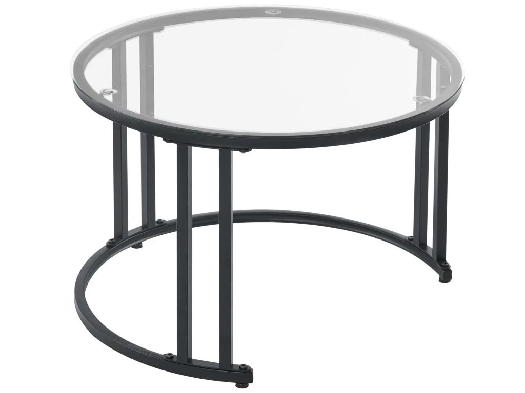 Lot De 2 Tables Gigognes Avec Tiroir - Plateaux En Verre Et Marbre - Blanc 8 Lot De 2 Tables Gigognes Avec Tiroir - Plateaux En Verre Et Marbre - Blanc – Image 6