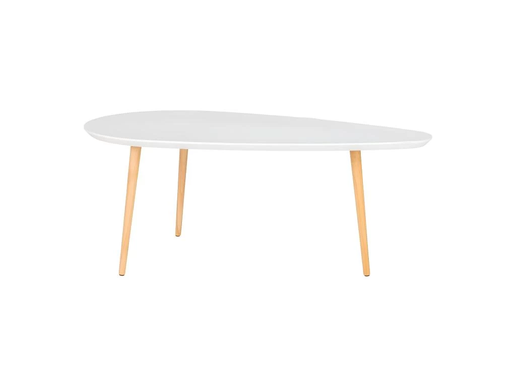 BEANNY - Table Basse Grand Modèle Forme Ovale Plateau MDF Blanc Pieds En Hévéa Naturel 3 BEANNY - Table Basse Grand Modèle Forme Ovale Plateau MDF Blanc Pieds En Hévéa Naturel