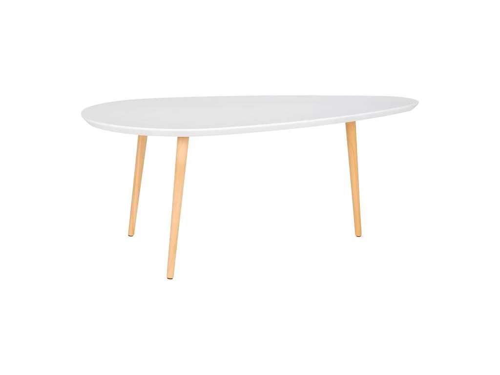 BEANNY - Table Basse Grand Modèle Forme Ovale Plateau MDF Blanc Pieds En Hévéa Naturel 5 BEANNY - Table Basse Grand Modèle Forme Ovale Plateau MDF Blanc Pieds En Hévéa Naturel – Image 3