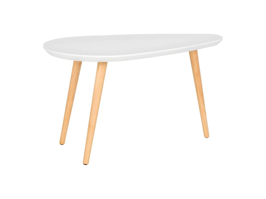 BEANNY - Table Basse Petit Modèle Forme Ovale Plateau MDF Blanc Pieds En Hévéa Naturel 3 BEANNY - Table Basse Petit Modèle Forme Ovale Plateau MDF Blanc Pieds En Hévéa Naturel