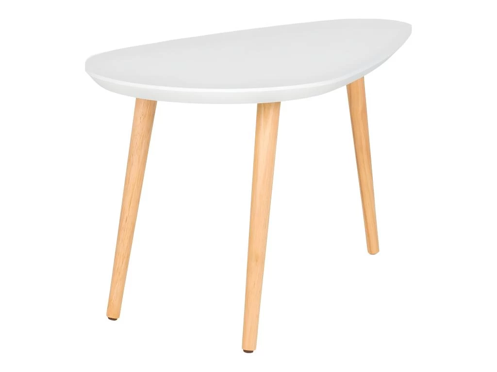 BEANNY - Table Basse Petit Modèle Forme Ovale Plateau MDF Blanc Pieds En Hévéa Naturel 5 BEANNY - Table Basse Petit Modèle Forme Ovale Plateau MDF Blanc Pieds En Hévéa Naturel – Image 3