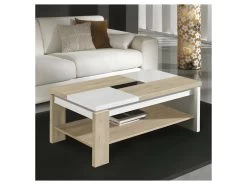 Table Basse Relevable Bois Clair/Bois Blanc - LILAU 7 Table Basse Relevable Bois Clair/Bois Blanc - LILAU -Vous savez quand c'est un magasin de meubles. table basse 22988895