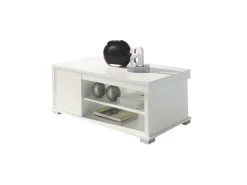 Table Basse Blanche Relevable 2 Tiroirs - ESSA