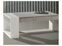 Table Basse Relevable Chêne Clair/Blanc - ESTEBAN