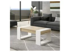 Table Basse Relevable Chêne Blond/Bois Blanc - PLAMOR