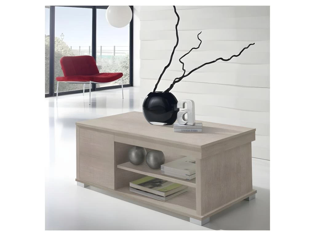 Table Basse Chêne Clair Relevable 2 Tiroirs - ESSA 3 Table Basse Chêne Clair Relevable 2 Tiroirs - ESSA