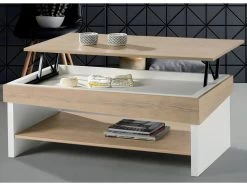 Table Basse Relevable Chêne Blond/Bois Blanc - BERLIOSE -Vous savez quand c'est un magasin de meubles. table basse 22993845