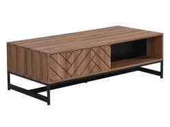 Table Basse Avec 2 Tiroirs Et 2 Niches - MDF - Naturel Et Noir - CARATANA 13 Table Basse Avec 2 Tiroirs Et 2 Niches - MDF - Naturel Et Noir - CARATANA -Vous savez quand c'est un magasin de meubles. table basse 2885325