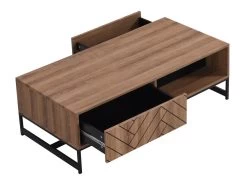 Table Basse Avec 2 Tiroirs Et 2 Niches - MDF - Naturel Et Noir - CARATANA 16 Table Basse Avec 2 Tiroirs Et 2 Niches - MDF - Naturel Et Noir - CARATANA -Vous savez quand c'est un magasin de meubles. table basse 2885327