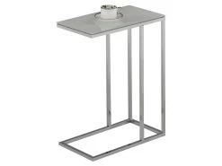 Table D'appoint NELIO - Verre Trempé Et Métal Chromé - Argenté