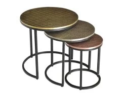 Tables Basses Gigognes BELAMI - Motifs Sculptés - Métal - Coloris : Doré, Argent, Cuivre 10 Tables Basses Gigognes BELAMI - Motifs Sculptés - Métal - Coloris : Doré, Argent, Cuivre -Vous savez quand c'est un magasin de meubles. table basse 297391