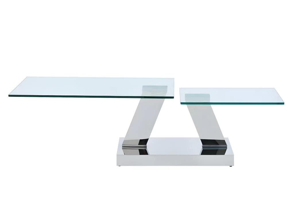 Table Basse Avec Plateaux Pivotants OYRUS - Verre Trempé & Métal 8 Table Basse Avec Plateaux Pivotants OYRUS - Verre Trempé & Métal – Image 6