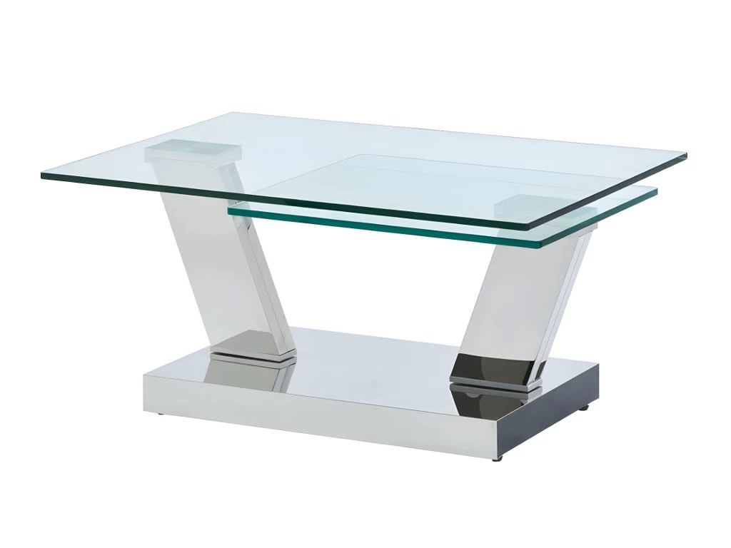 Table Basse Avec Plateaux Pivotants OYRUS - Verre Trempé & Métal 7 Table Basse Avec Plateaux Pivotants OYRUS - Verre Trempé & Métal – Image 5
