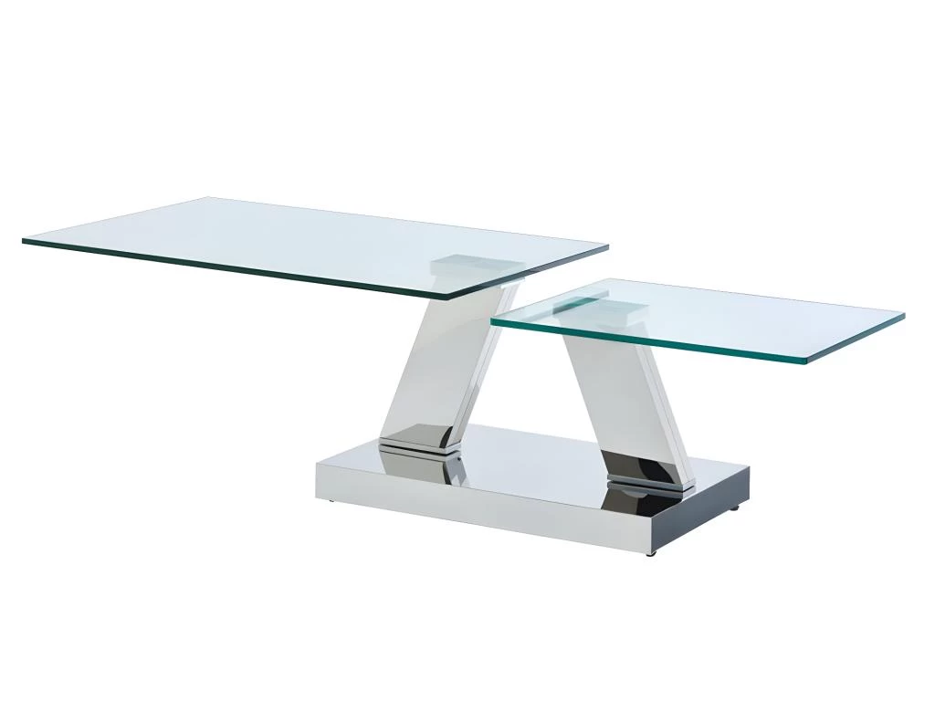 Table Basse Avec Plateaux Pivotants OYRUS - Verre Trempé & Métal 6 Table Basse Avec Plateaux Pivotants OYRUS - Verre Trempé & Métal – Image 4