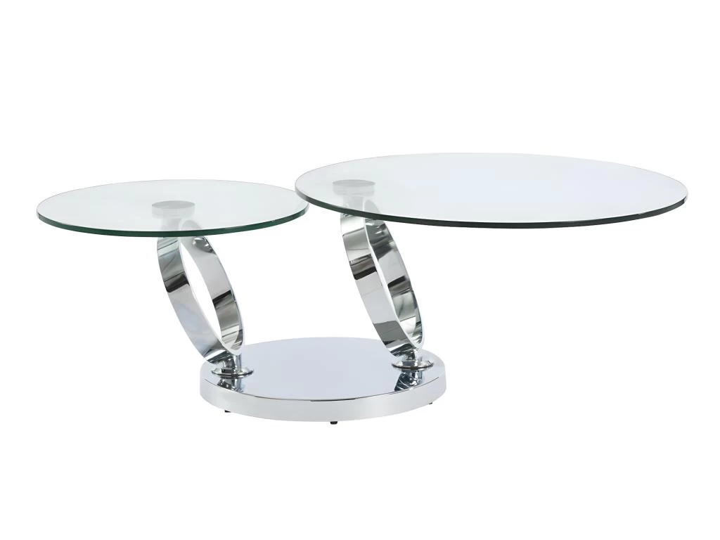 Table Basse Avec Plateaux Pivotants - Verre Trempé Et Métal - JOLINE 8 Table Basse Avec Plateaux Pivotants - Verre Trempé Et Métal - JOLINE – Image 6