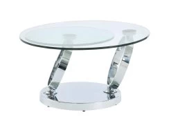 Table Basse Avec Plateaux Pivotants - Verre Trempé Et Métal - JOLINE 18 Table Basse Avec Plateaux Pivotants - Verre Trempé Et Métal - JOLINE -Vous savez quand c'est un magasin de meubles. table basse 302595