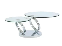 Table Basse Avec Plateaux Pivotants - Verre Trempé Et Métal - JOLINE 15 Table Basse Avec Plateaux Pivotants - Verre Trempé Et Métal - JOLINE -Vous savez quand c'est un magasin de meubles. table basse 302599