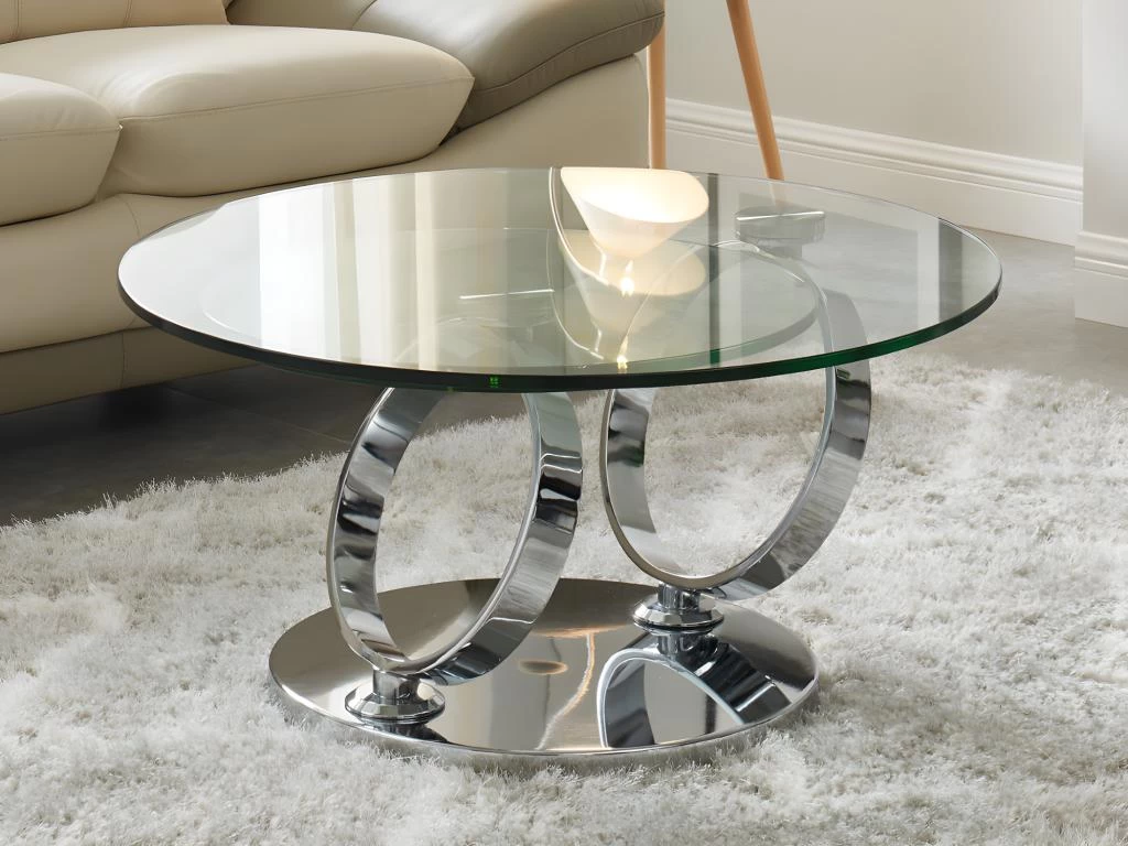 Table Basse Avec Plateaux Pivotants - Verre Trempé Et Métal - JOLINE 4 Table Basse Avec Plateaux Pivotants - Verre Trempé Et Métal - JOLINE – Image 2