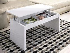 Table Basse BASTIAN - Plateau Relevable - Coloris Blanc