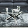Table Basse Ronde LEONORA - Verre Trempé Et Pieds Croisés En Acier 1 Table Basse Ronde LEONORA - Verre Trempé Et Pieds Croisés En Acier -Vous savez quand c'est un magasin de meubles. table basse 352195