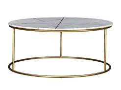Table Basse ORNEA - Marbre Blanc Et Métal Doré -Vous savez quand c'est un magasin de meubles. table basse 387437
