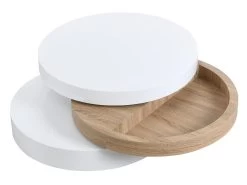 Table Basse Pivotante Ronde Avec 1 Niche En MDF - Blanc Et Naturel Clair - JANITA -Vous savez quand c'est un magasin de meubles. table basse 414929