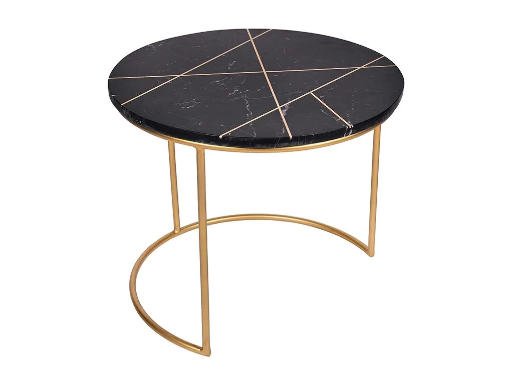 Tables Basses Gigognes ORNEA - Marbre Et Métal - Noir Et Doré 8 Tables Basses Gigognes ORNEA - Marbre Et Métal - Noir Et Doré – Image 6