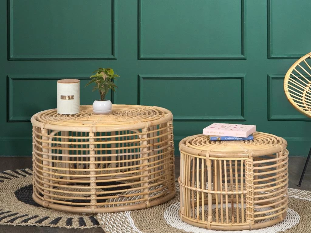 Lot De 2 Tables Basses LANDIS - Rotin - Coloris : Naturel 4 Lot De 2 Tables Basses LANDIS - Rotin - Coloris : Naturel – Image 2