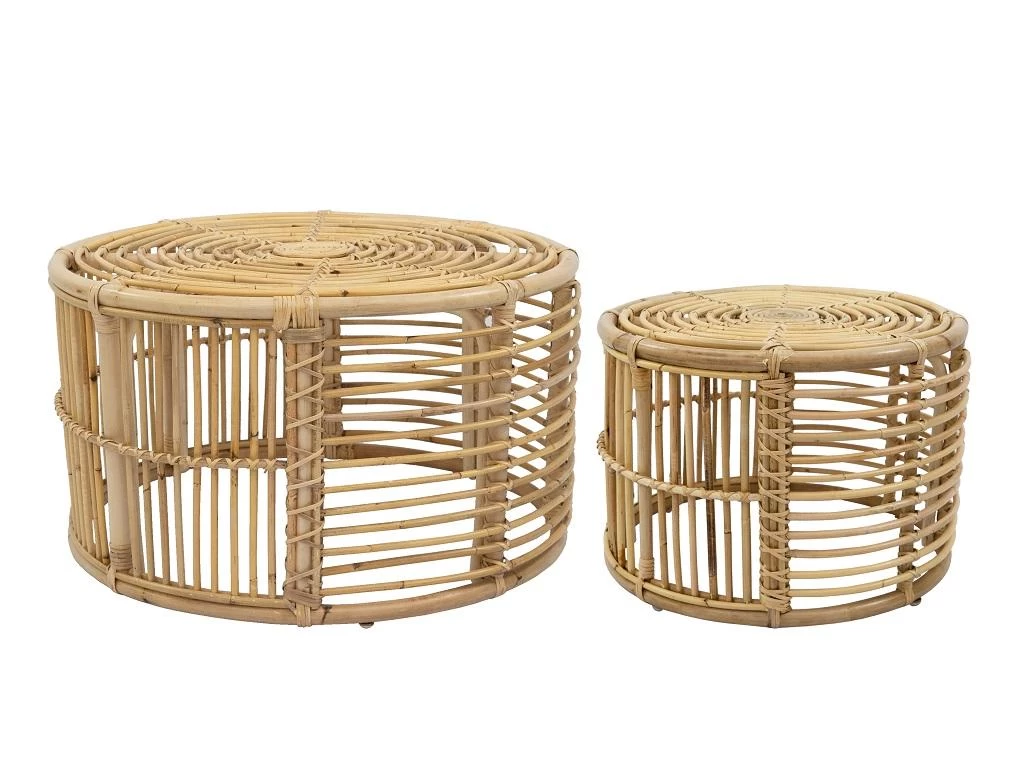 Lot De 2 Tables Basses LANDIS - Rotin - Coloris : Naturel 5 Lot De 2 Tables Basses LANDIS - Rotin - Coloris : Naturel – Image 3