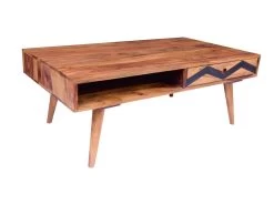 Table Basse Avec 1 Tiroir Et 1 Niche - Bois De Sheesham - Naturel Et Noir - PALONI -Vous savez quand c'est un magasin de meubles. table basse 7258495