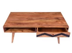 Table Basse Avec 1 Tiroir Et 1 Niche - Bois De Sheesham - Naturel Et Noir - PALONI -Vous savez quand c'est un magasin de meubles. table basse 7258497