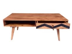 Table Basse Avec 1 Tiroir Et 1 Niche - Bois De Sheesham - Naturel Et Noir - PALONI -Vous savez quand c'est un magasin de meubles. table basse 7258499