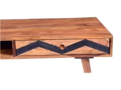 Table Basse Avec 1 Tiroir Et 1 Niche - Bois De Sheesham - Naturel Et Noir - PALONI -Vous savez quand c'est un magasin de meubles. table basse 7258501