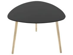 Table à Café En Bois Noir Et Pieds En Bois D'Hévéa