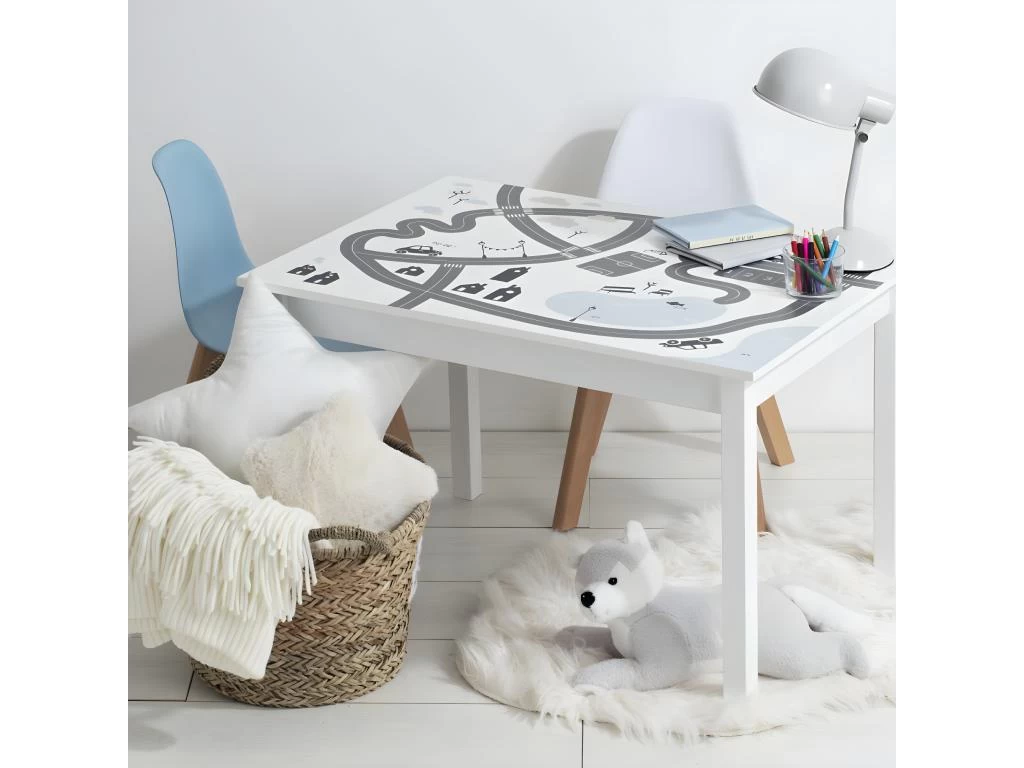 Table Pour Enfant En Bois Blanc Et Gris H 48 Cm 5 Table Pour Enfant En Bois Blanc Et Gris H 48 Cm – Image 3
