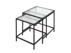 GLASSI - Tables Gigognes Noires Plateau En Verre Texturé -Vous savez quand c'est un magasin de meubles. table basse 9172211