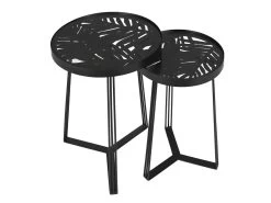 SOVA - Tables Gigognes Noires Motif Feuilles